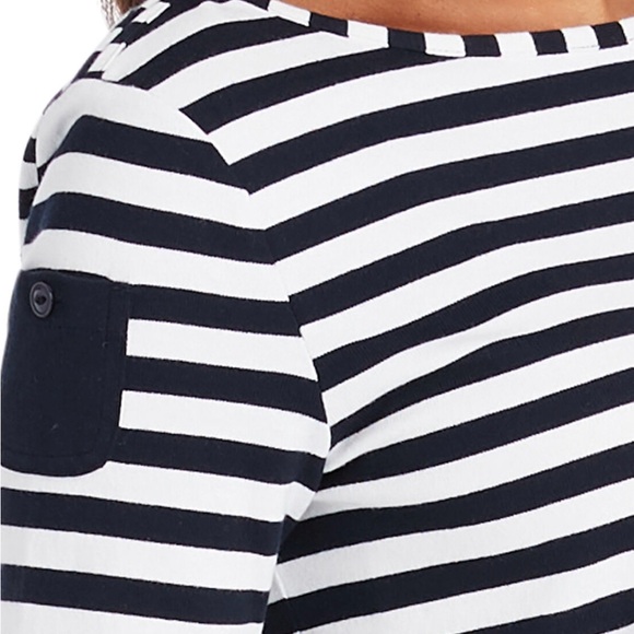 VINEYARD VINES Long-Sleeve Cotton Striped Navy/White Dress in Deep Bay Sz XS - Picture 2 of 11